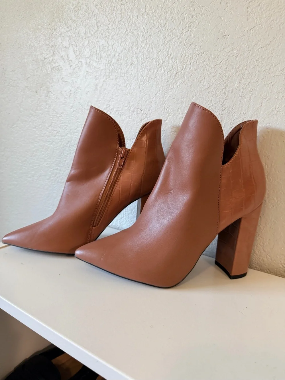 Women's Pointed Toe Ankle Booties in Brown